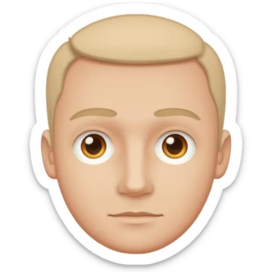 Create a clean emoji-style illustration of a man's face,
round head, simple shapes, flat colors,
keeping the facial features from the reference photo,
emoji style like Apple emojis, white background sticker
