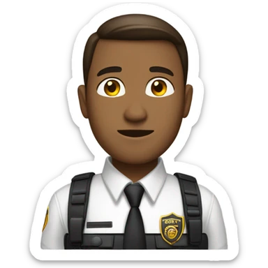 Security Guard, Brown hair, combover, golden coloured skin, NO HAT with security vest on sticker