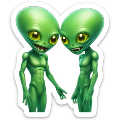 Two green aliens Talking to each other sticker