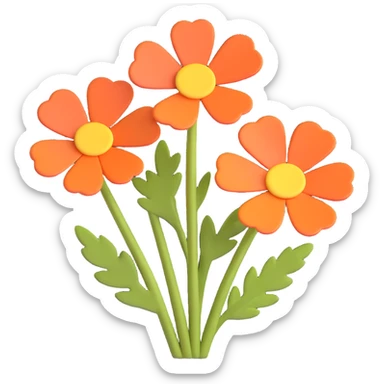 Enhance the 3D iOS cartoon style yarrow flower by adding even more volume and depth, making the shapes extra rounded and dimensional. Keep the style playful and natural, without any faces or smiles, preserving the original 3D cartoon look. sticker