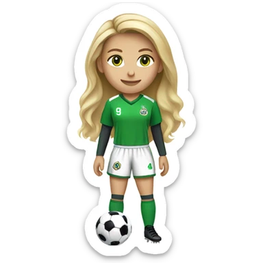 girl soccer player princess blond long hair green eyes sticker