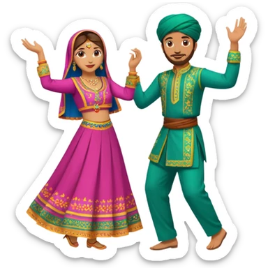pakistani dancing man and woman fully clothed full body sticker