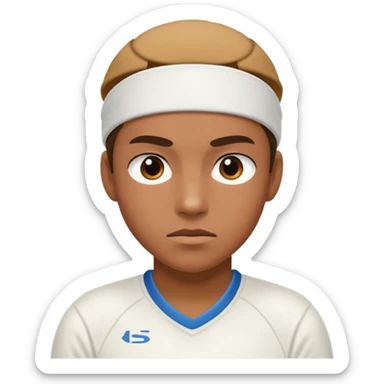 Tennis player with white sweatband sticker