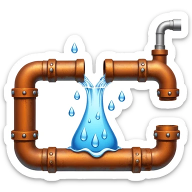 sewer steel pipe with leaking water  sticker