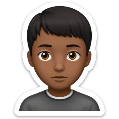 Dark brown boy, with short black side fringe hair, black eyes sticker