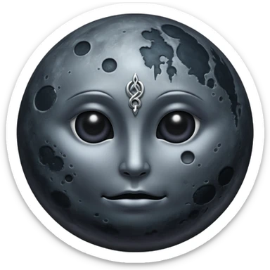 iOS emoji, dark moon, silver outline, mystical symbols, dark fantasy, smooth textureiOS emoji, dark moon, silver outline, mystical symbols, dark fantasy, smooth texture sticker
