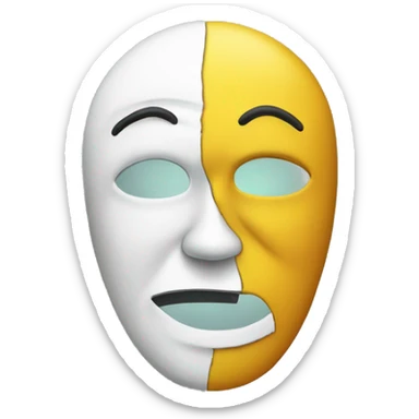 Tragedy and Comedy mask 2d text like sticker