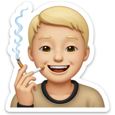 laughing emoji while crying with a cigarette sticker