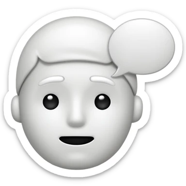 A very simple white stickman with no dostinc features but a mouth with awhite bubble chat above his head sticker