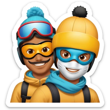 2 guys masks snowboarding birthday sticker