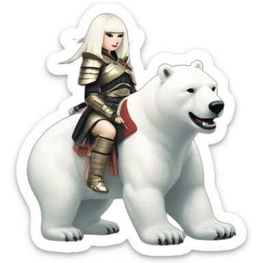 Samurai outfit chromatica Lady Gaga riding Polar Bear sticker