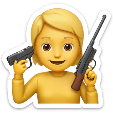 Create a smiling face emoji that’s holding a gun aimed to their forehead sticker