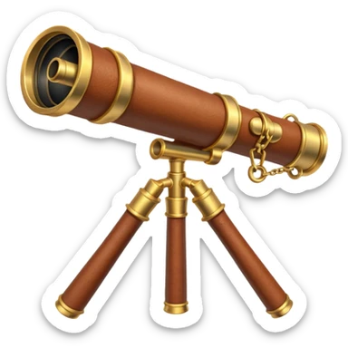 pirate spyglass object icon, brass telescope, leather grip, 3D cartoon, mobile game icon style, centered, clean background, no text, no watermark
 sticker