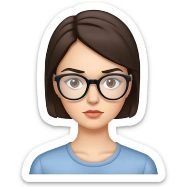 Brunette woman raising eyebrow with glasses  sticker