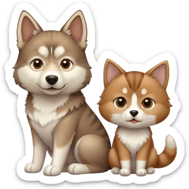 Light Brown Husky and Brown tabby cat sticker