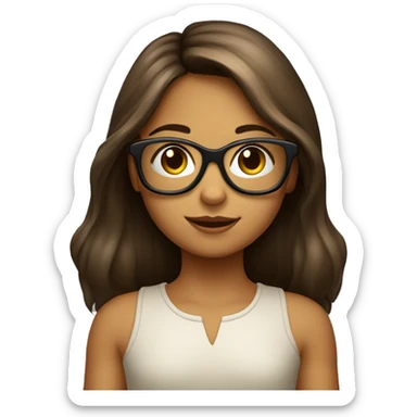  Niña de 8 años con gafas y pelo largo liso marrón sticker