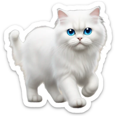White persian cat whit blue eyes kitten walking  sticker