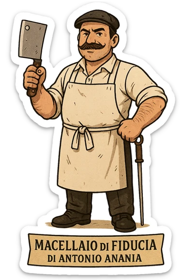uomo Macellaio chiamato "Macellaio di Fiducia di Antonio Ananìa" sticker