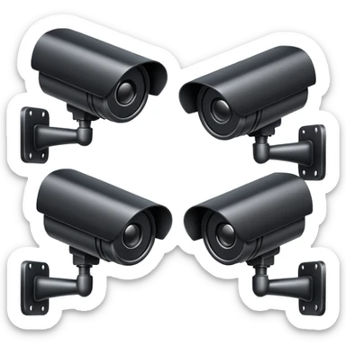 Four cctv cameras linked together  sticker