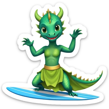 drago con gonna che fa surf sticker