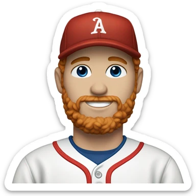 35 year old, male, short curly red hair, pale complexion, beard, blue eyes, baseball hat sticker