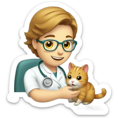 cat - vet treating a hamster sticker