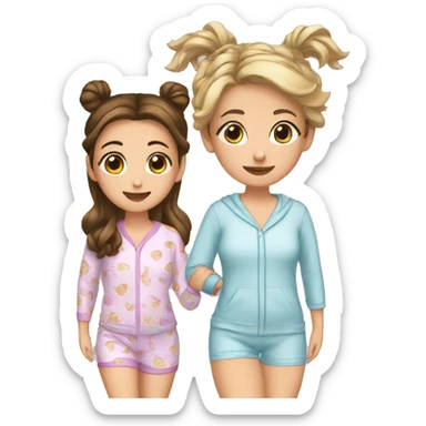 Jenna and Emma are wearing matching pajamas  sticker