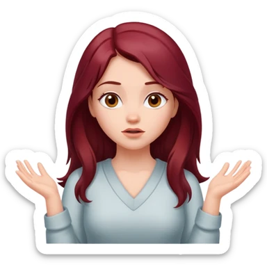 Beautiful long burgundy haired girl, shrugging shoulders sticker