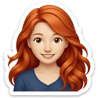 Profesora joven, sonrriente cabello rojizo y de pelo largo  sticker
