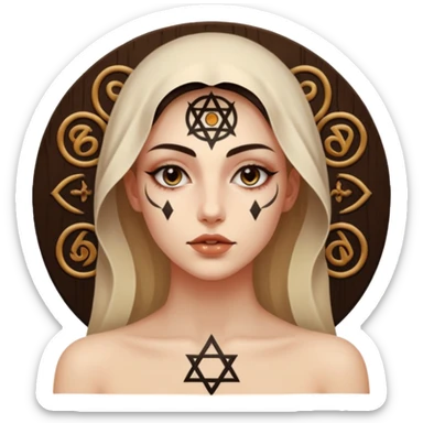 Dark oil traced over woman’s skin forming occult symbols, sensual devotion sticker