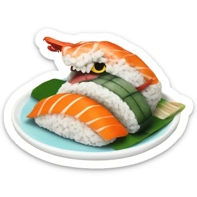 Sushi Dragon Eating Sushi in a Sushi Hoise sticker