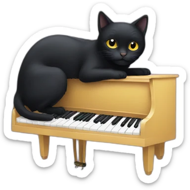 Black cat play in the piano sticker
