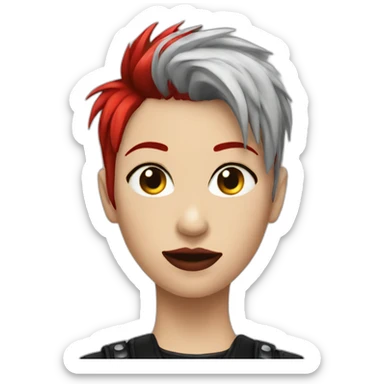 Female punk,red and black short hair sticker