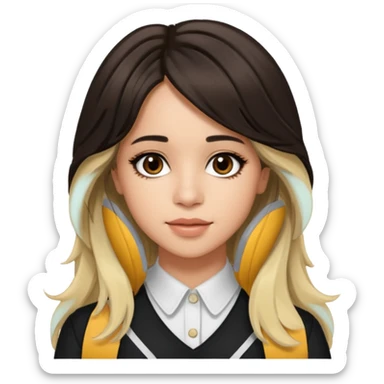 Camila Cabello with long dark brown hair with blonde highlights sticker