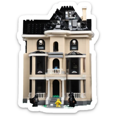 Lego Darth Vader and Barbie’s expensive but very dusty old disturbing disgusting ghostly very haunted horror dream house mansion  sticker
