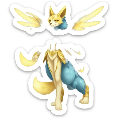 Anthro Sona Colorful Godly Celestial Shiny Fakemon Full Body sticker