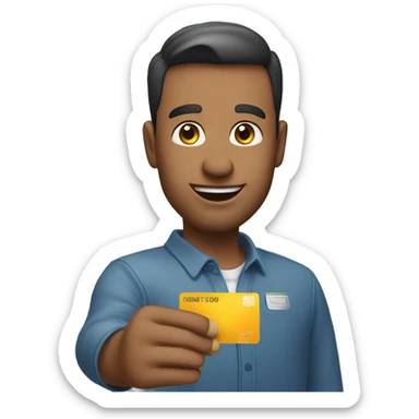 guy holding a credit card sticker