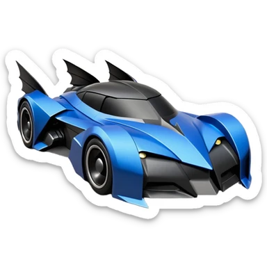  the animated series aerodynamic alien opulent dark knight futuristic concept Batmobile loosely based on 1936 cord 812(flat long straight faceted mechanical body) winged stealthy blue flat headlight covers street hot rod  sticker