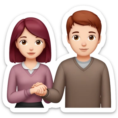 Burgundy haired girl holding brunette boyfriends hand sticker