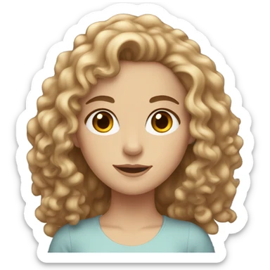 White girl with light brown curly hair and brown eyes  sticker