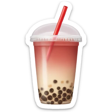 Bubble tea with beige straw red sticker