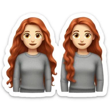 Redhead girl in red sweater, long hair with white skin and grey eyes  sticker