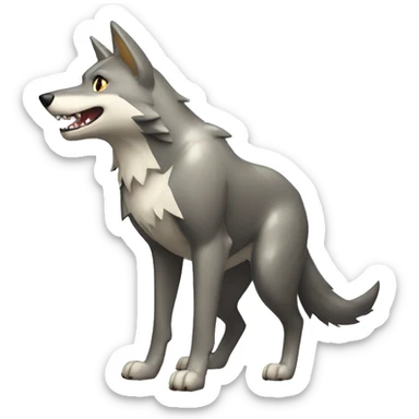 Shiny Wolf-Pokémon with a shark tail and a shark fin on back Full Body sticker