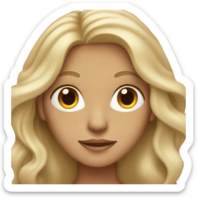 a woman with long wavy hair and brown eyes and white skin with macbook sticker