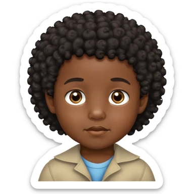 toddler boy face, African eyes, dark skin, black curly hair sticker