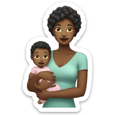 1 short-haired Black woman with baby. sticker
