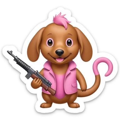 Weiner dog with pink Monkey first weapons sticker