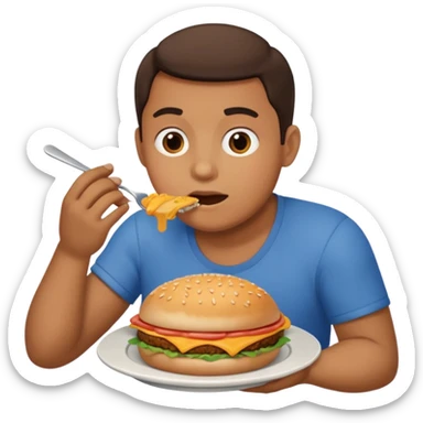 Big fat person eating lots of food sticker