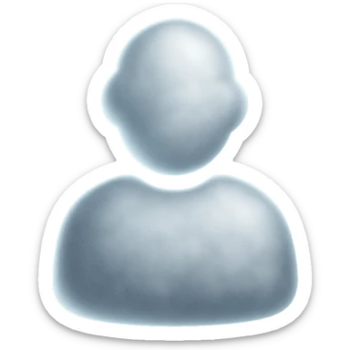 half-figure person made of white convex fluffy clouds, matte glass style sticker