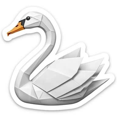 Origami swan only white. sticker